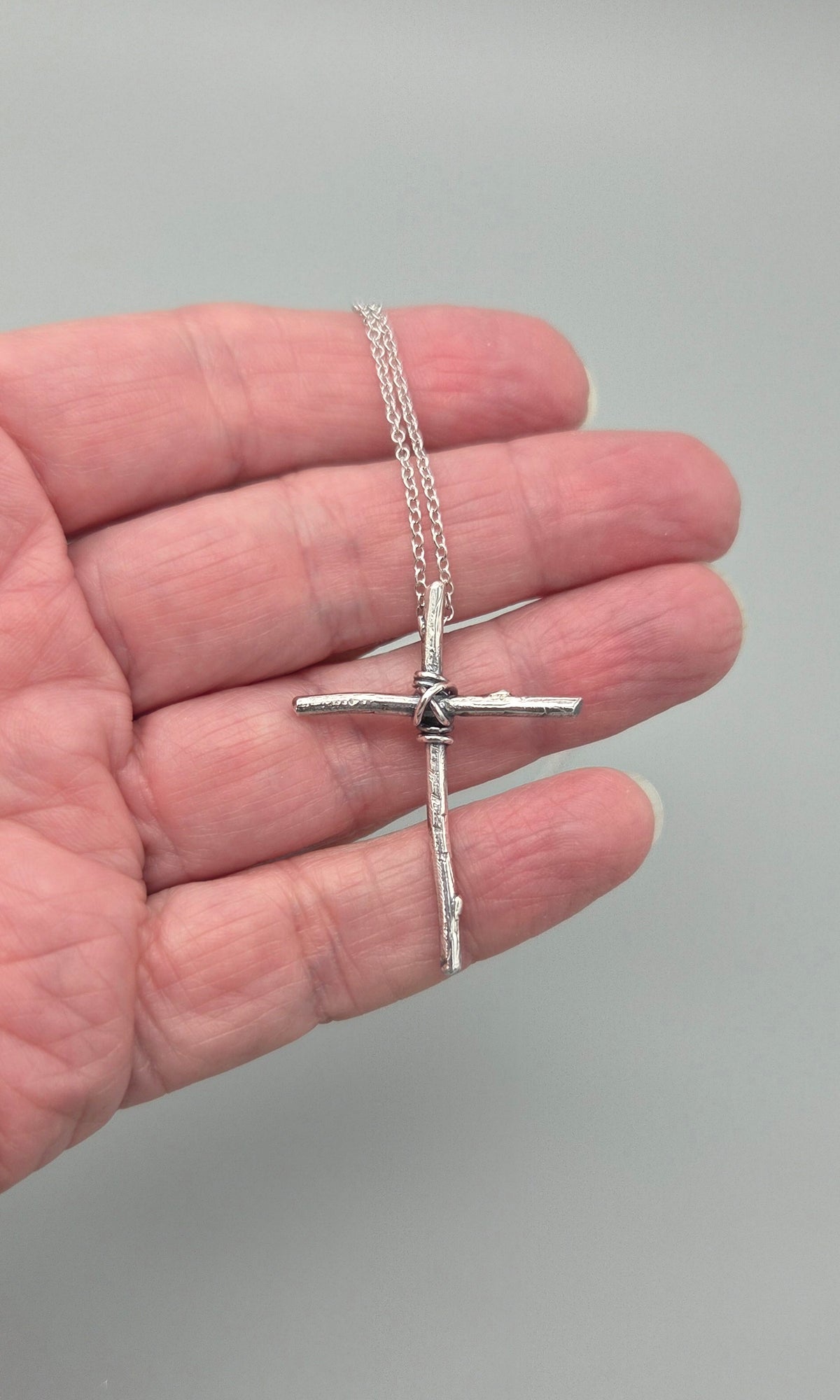 Silver Stick Cross Pendant