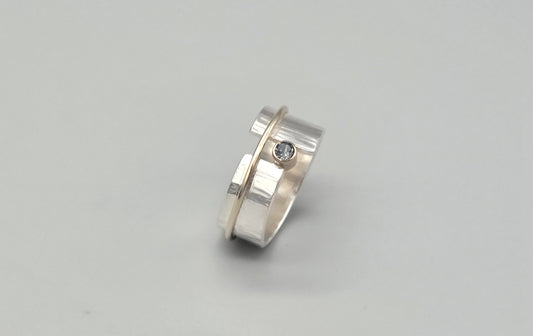 Angled Textured Spinel Ring with Gold Accent Band