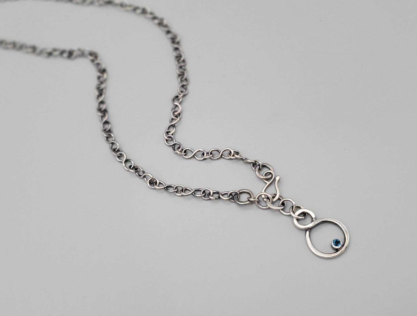 Infinity front Drop London Blue Topaz Necklace
