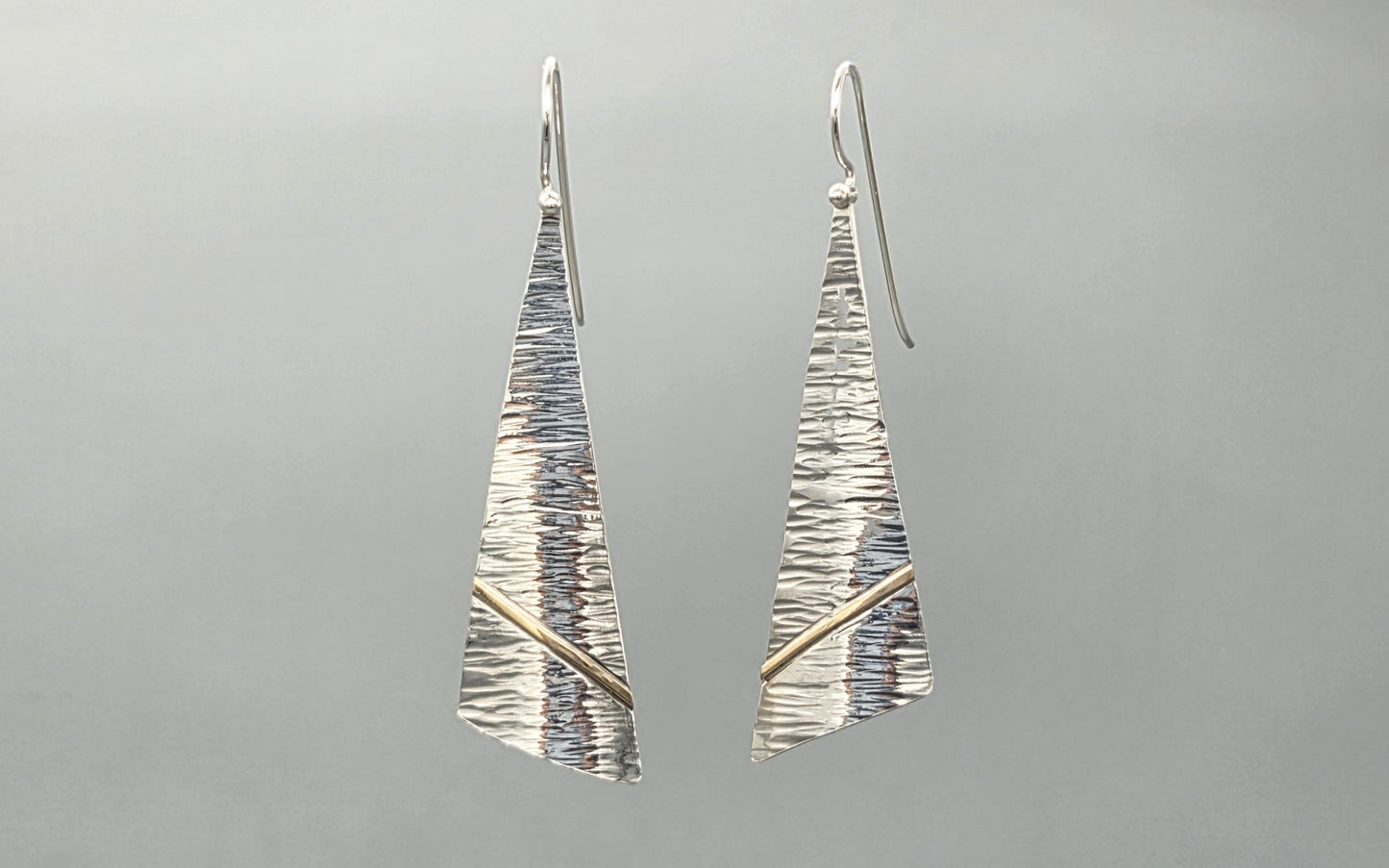 Mixed Metal Textured Spear with Gold Accent