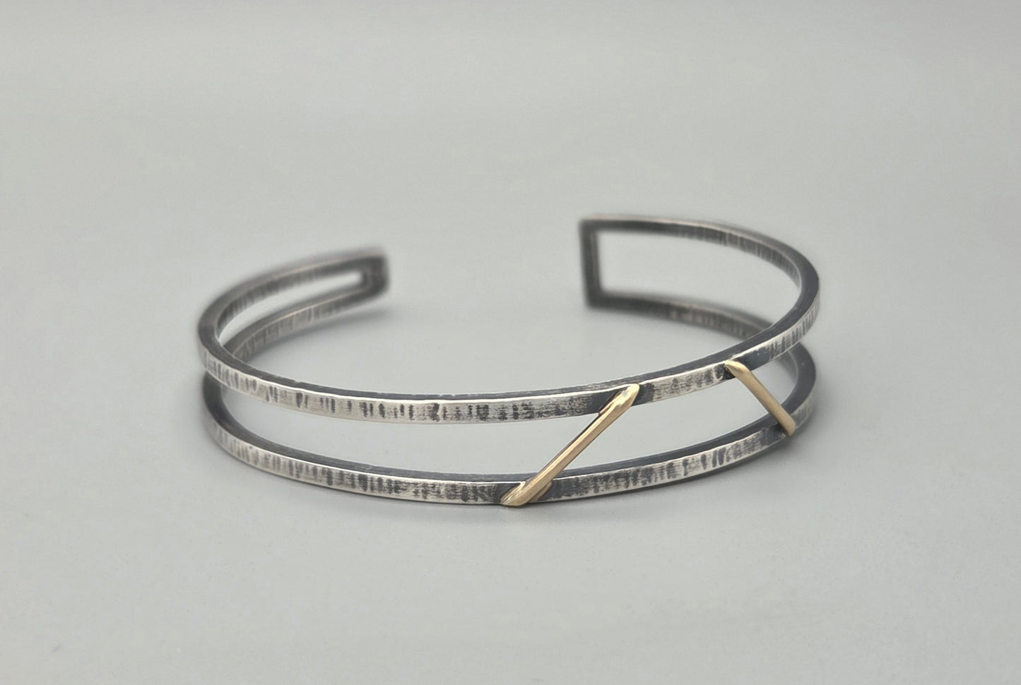 Textured Square cuff with gold accents