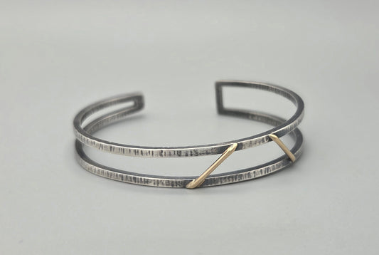 Textured Square cuff with gold accents