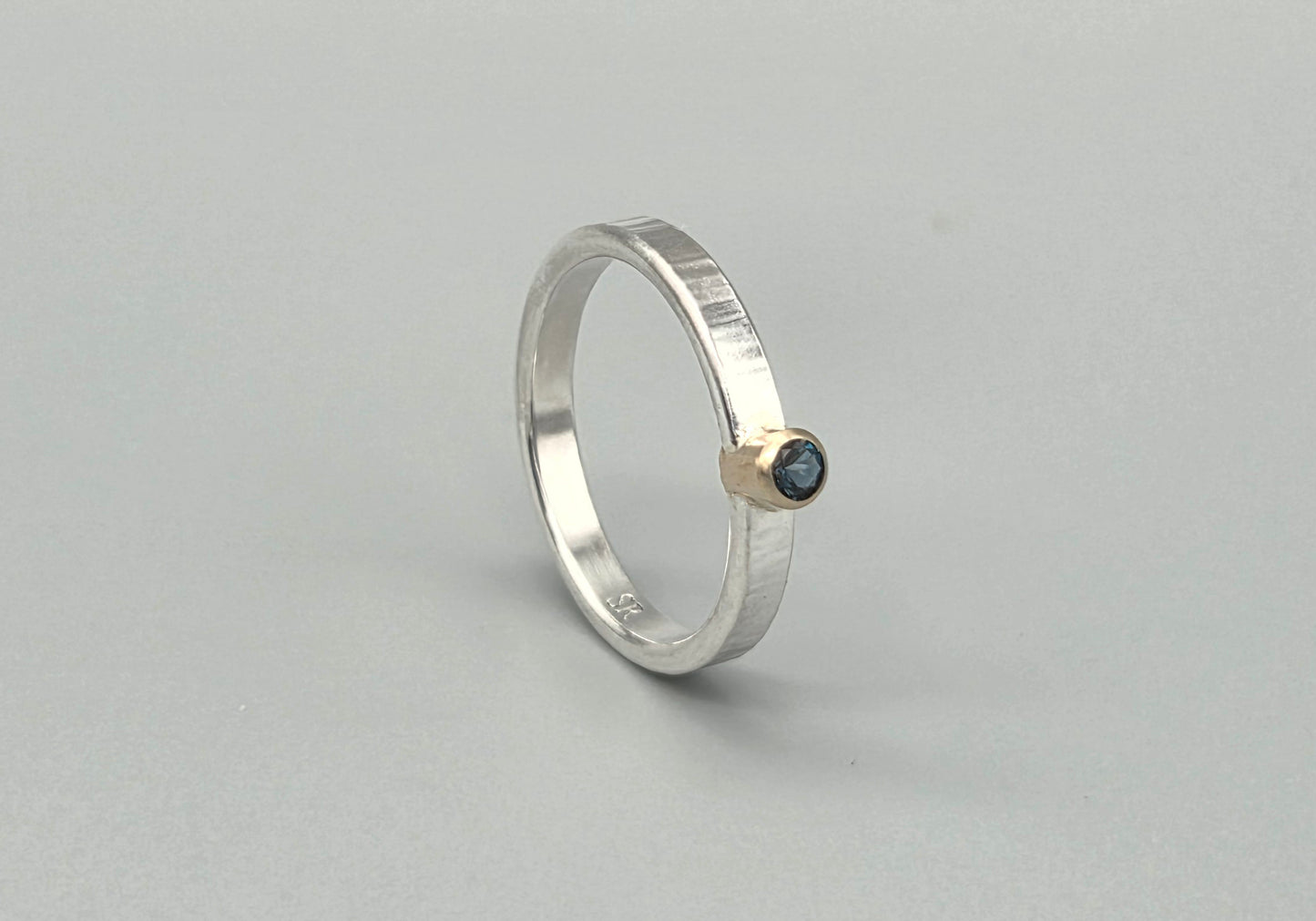 Silver and Gold London Blue Topaz Ring