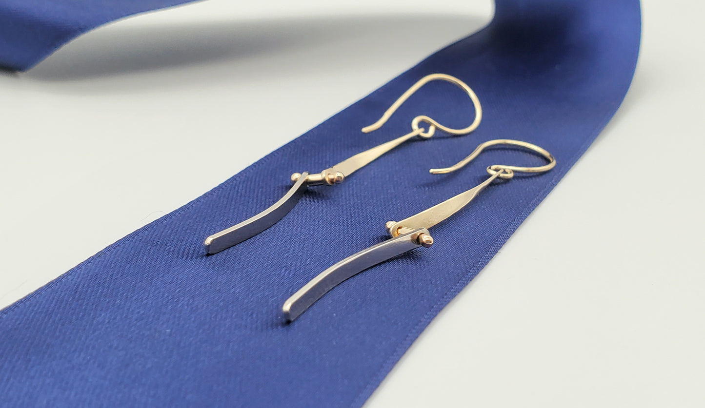 Contemporary Swing Two Tone Gold Earrings