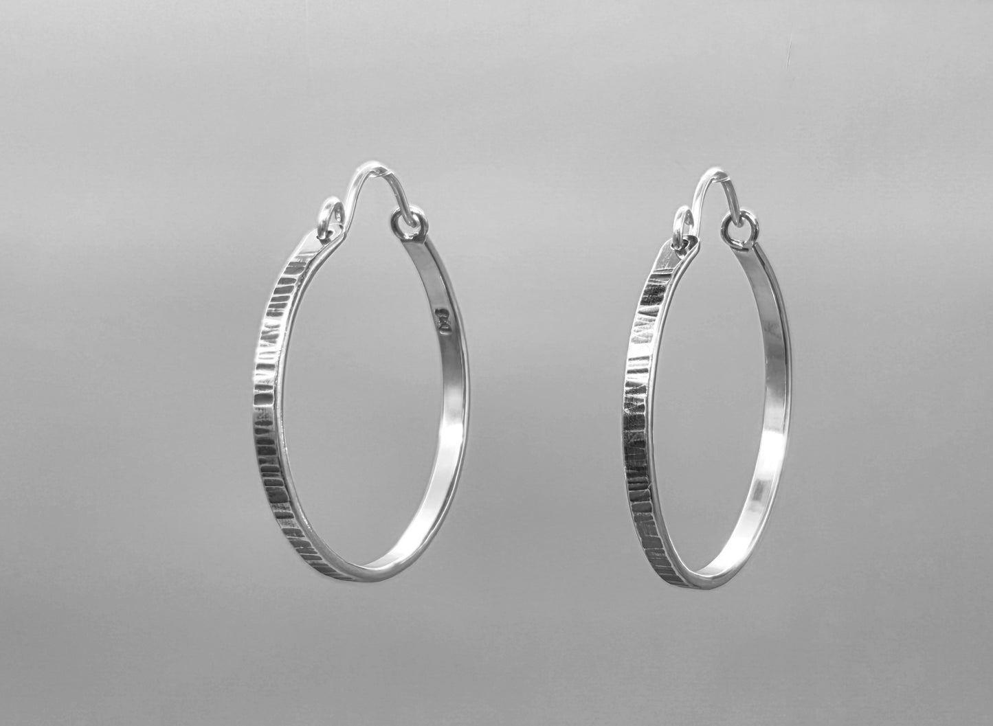 Silver Textured Hoops