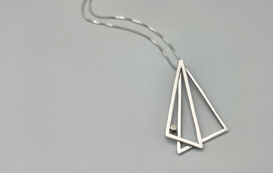 Double Angled Peridot Pendant Necklace