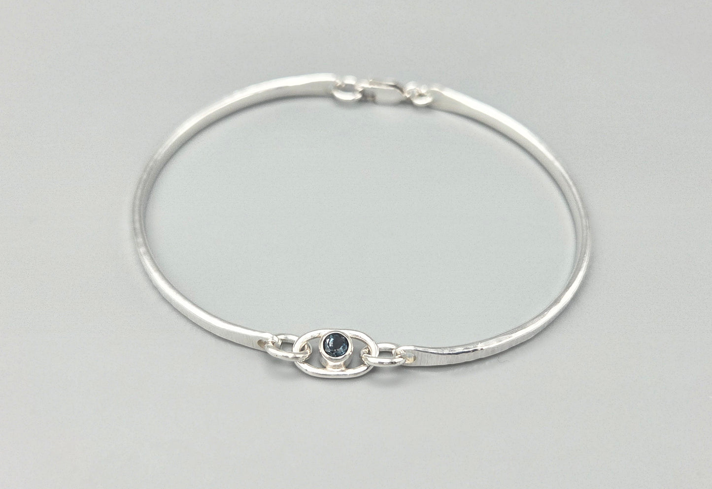 Modified Bangle with London Blue Topaz and Lobster Clasp