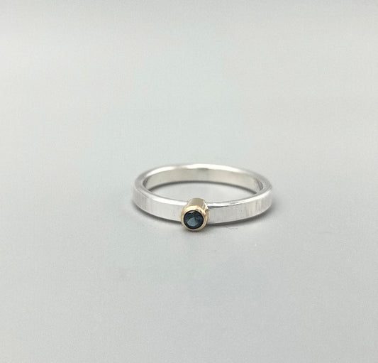Silver and Gold London Blue Topaz Ring