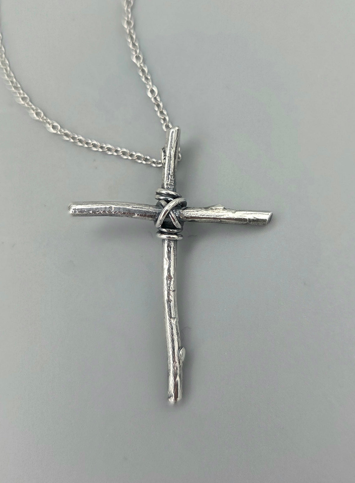 Silver Stick Cross Pendant