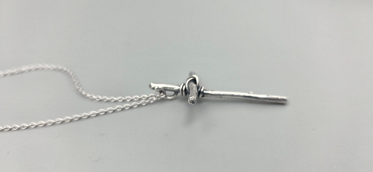Sterling silver Stick Cross with lashing pendant