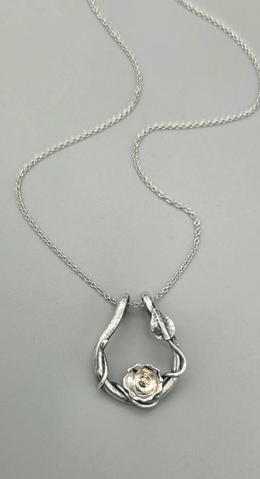 Nature Inspired Mixed Metal Petal Pendant