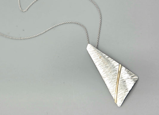 Textured Silver and Gold Angle Pendant