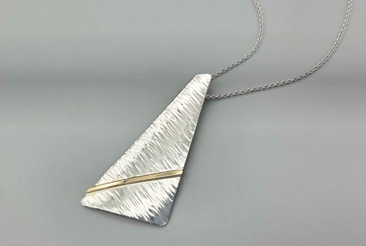 Textured Silver and Gold Angle Pendant