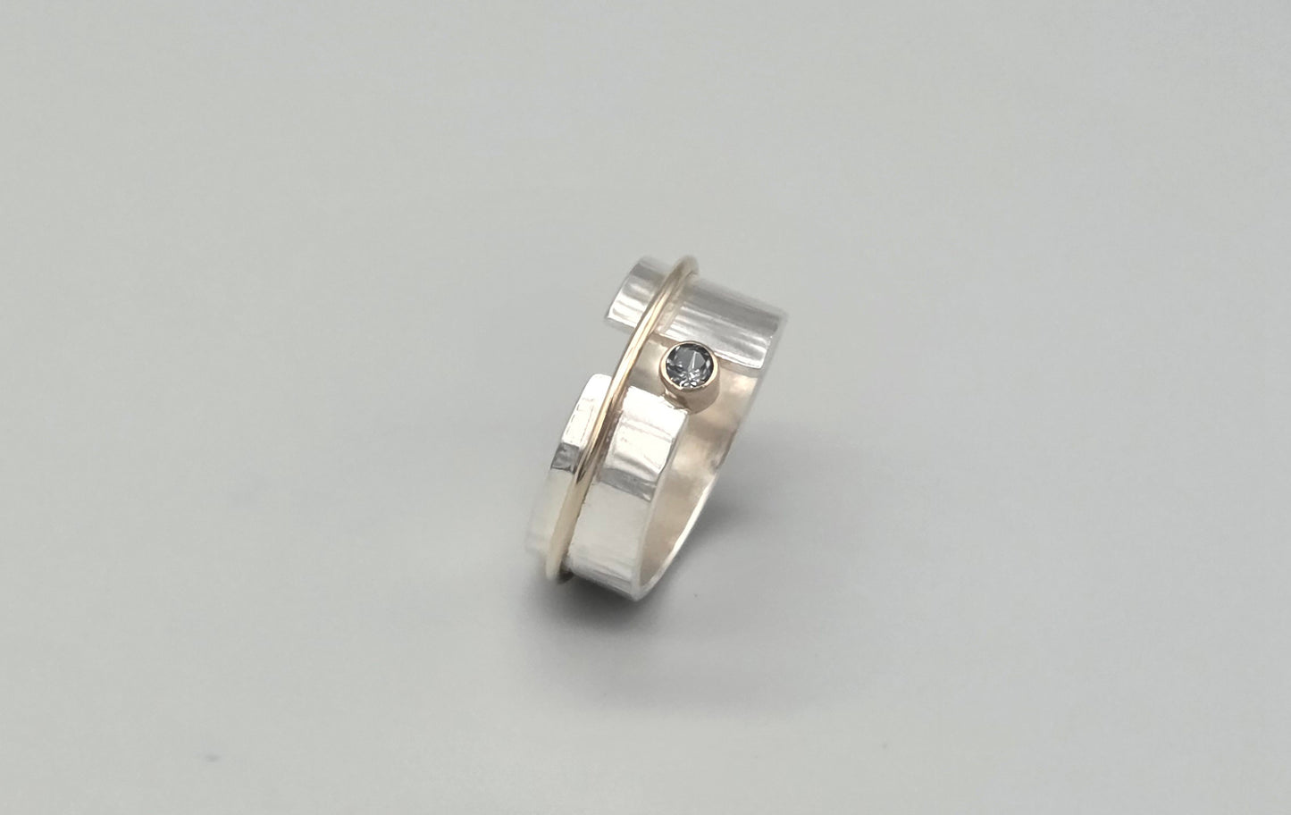 Angled Textured Spinel Ring with Gold Accent Band