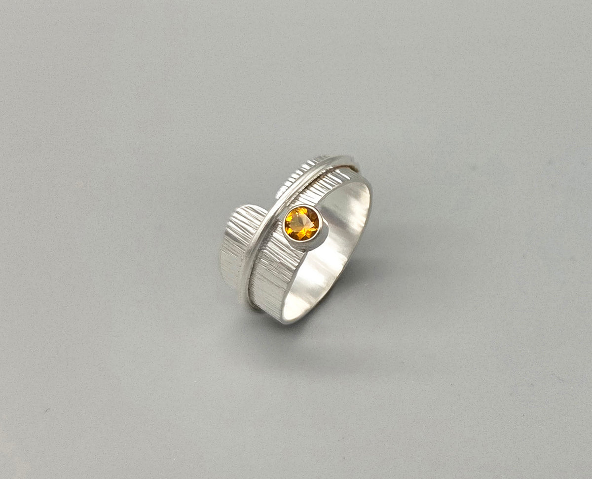 Angled textured Wrap Citrine Ring