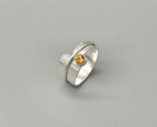 Angled textured Wrap Citrine Ring