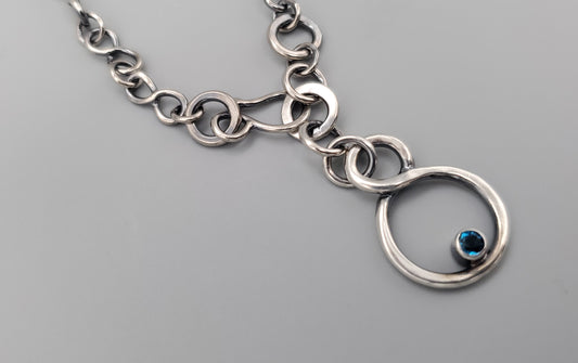 Infinity front Drop London Blue Topaz Necklace