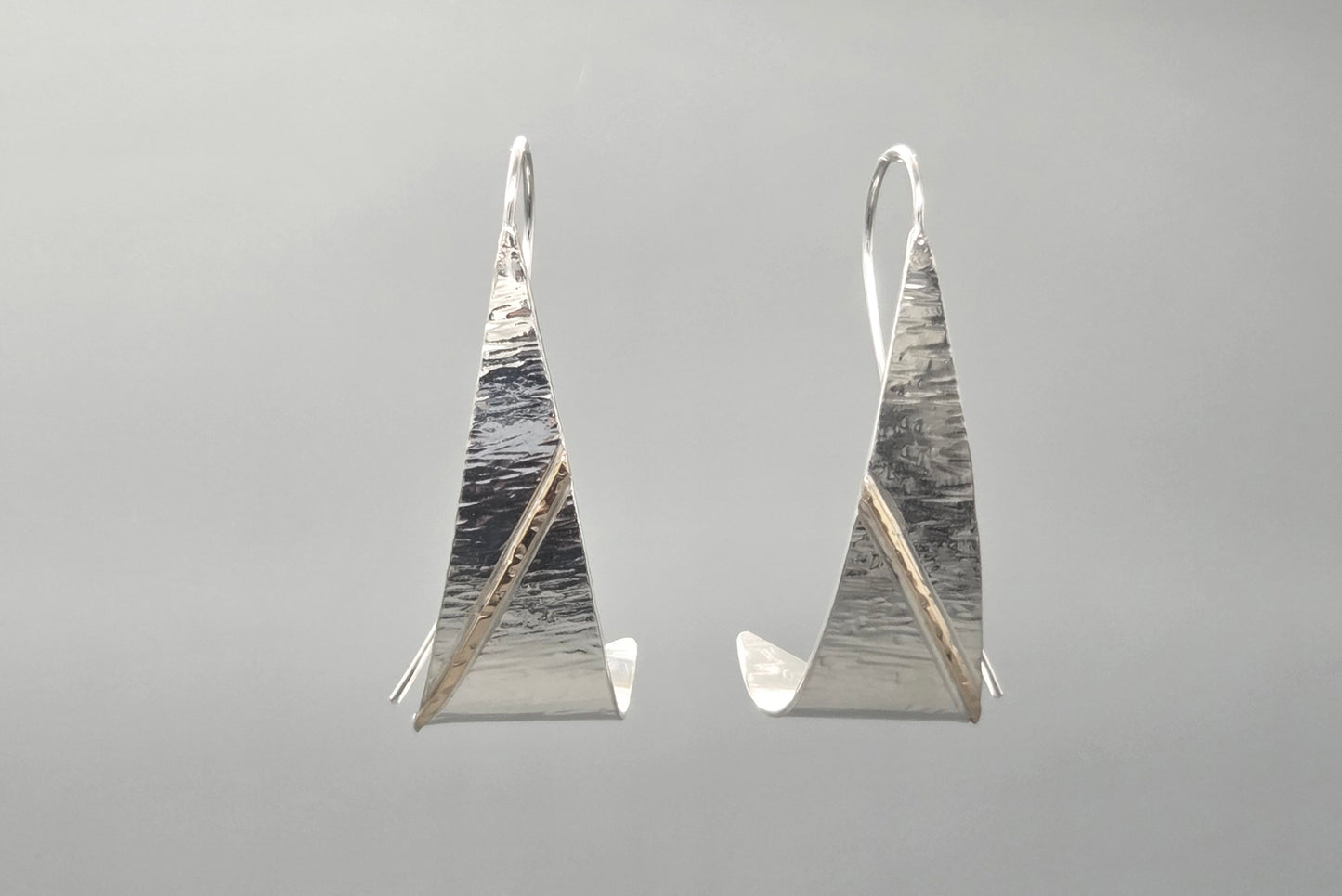 Silver and Gold textured Flips Earrings - Medium
