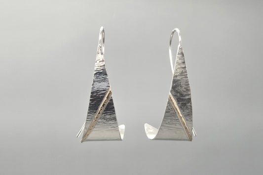 Silver and Gold textured Flips Earrings - Medium