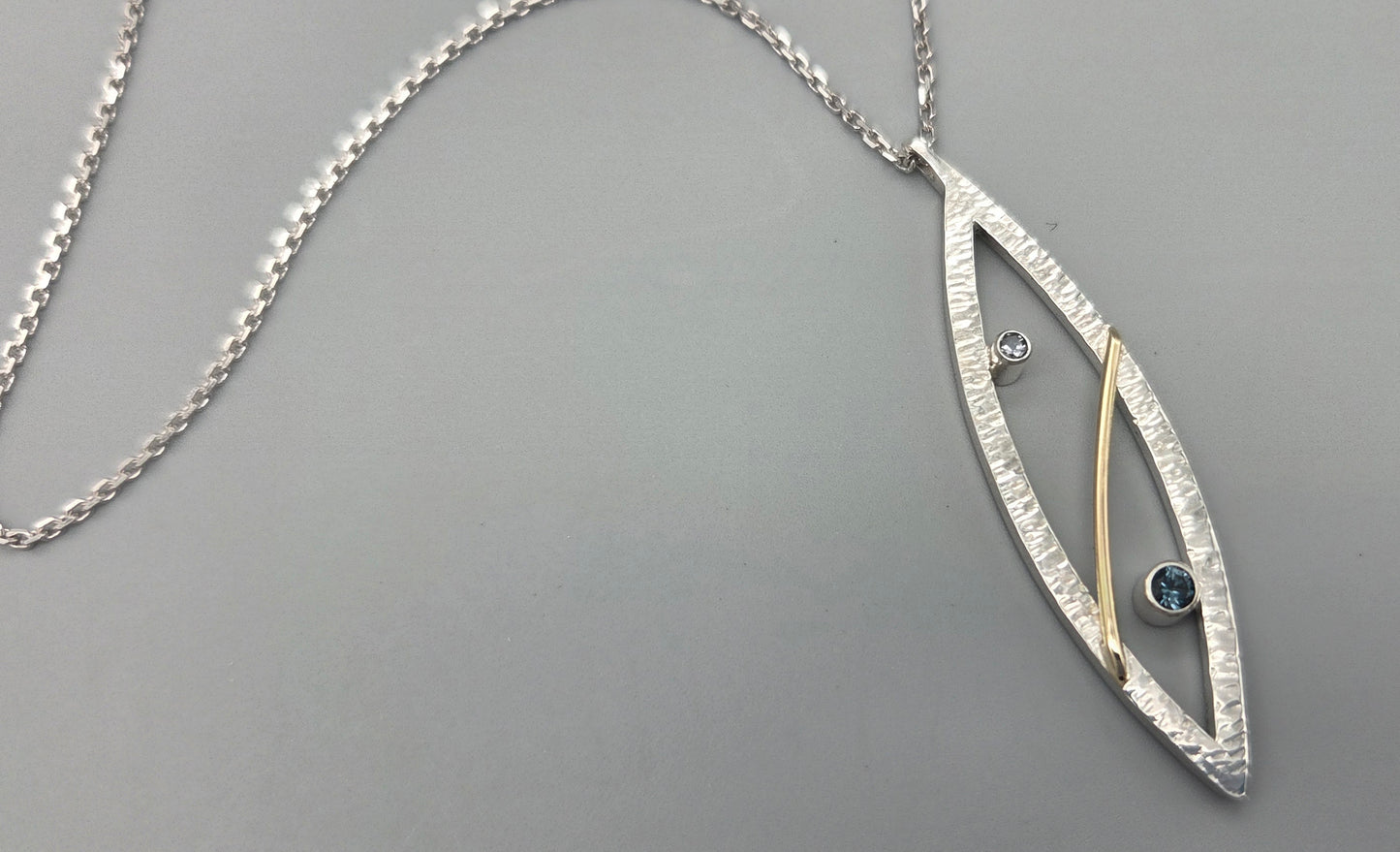Mixed Metal Marquise with London Blue Topaz and Gray Spinel Pendant