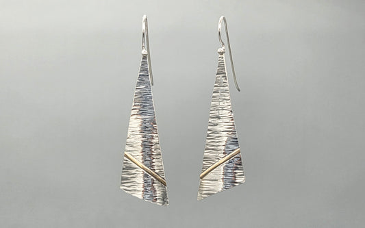Mixed Metal Textured Spear with Gold Accent