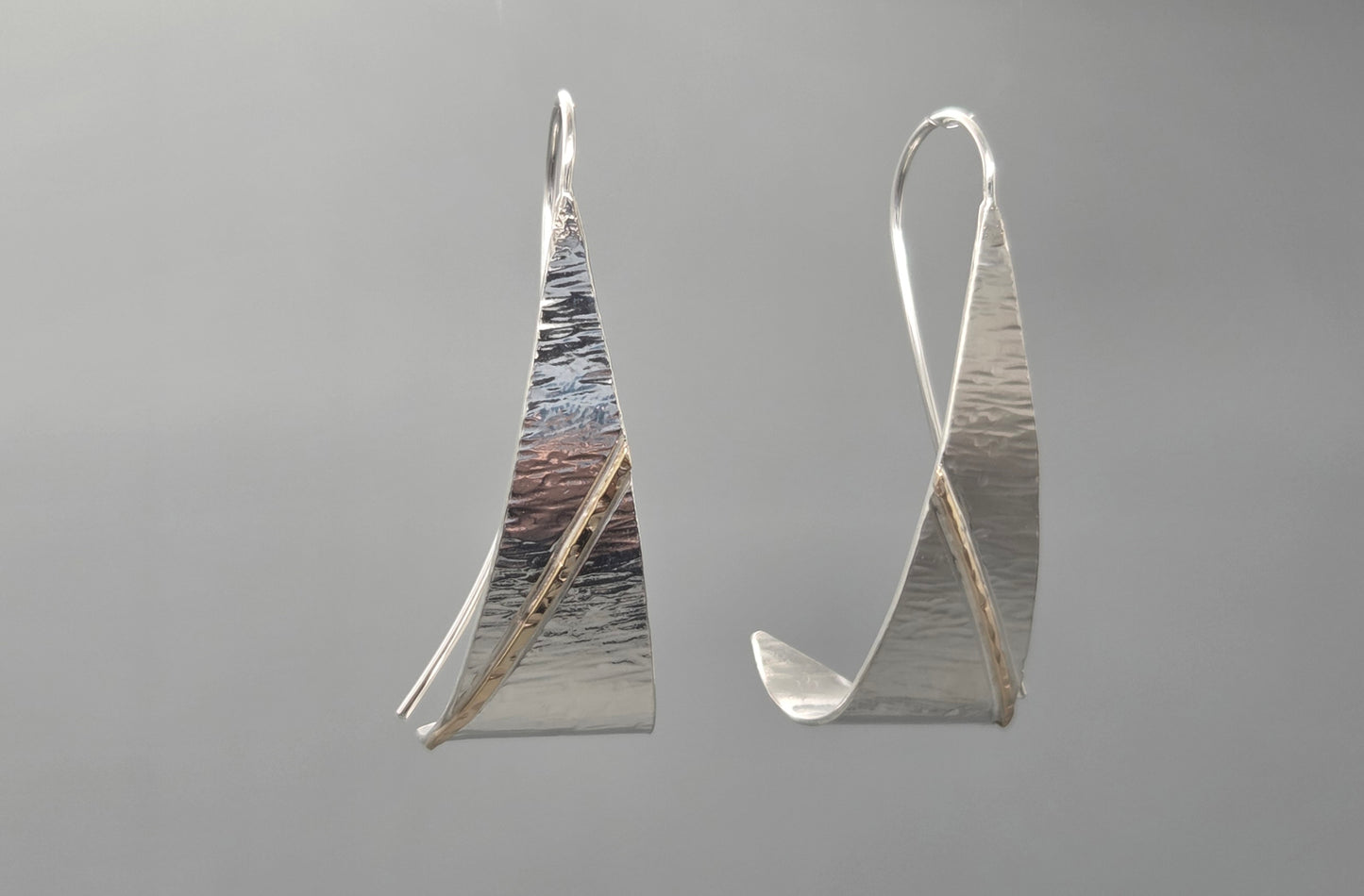 Silver and Gold textured Flips Earrings - Medium