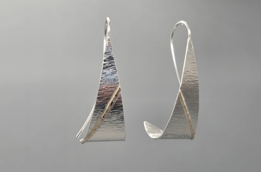 Silver and Gold textured Flips Earrings - Medium