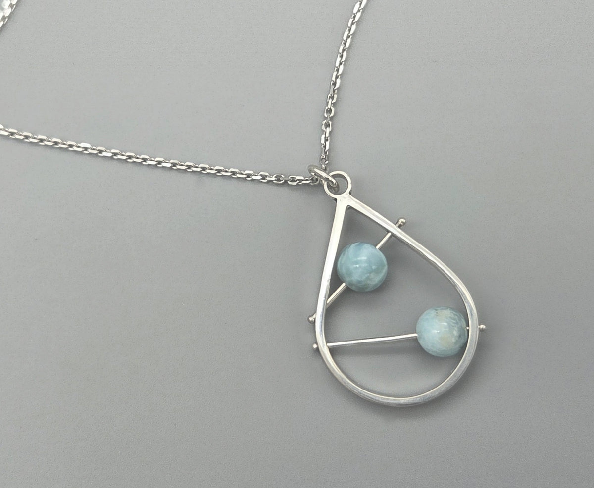Shooting Stars Larimar Teardrop Pendant