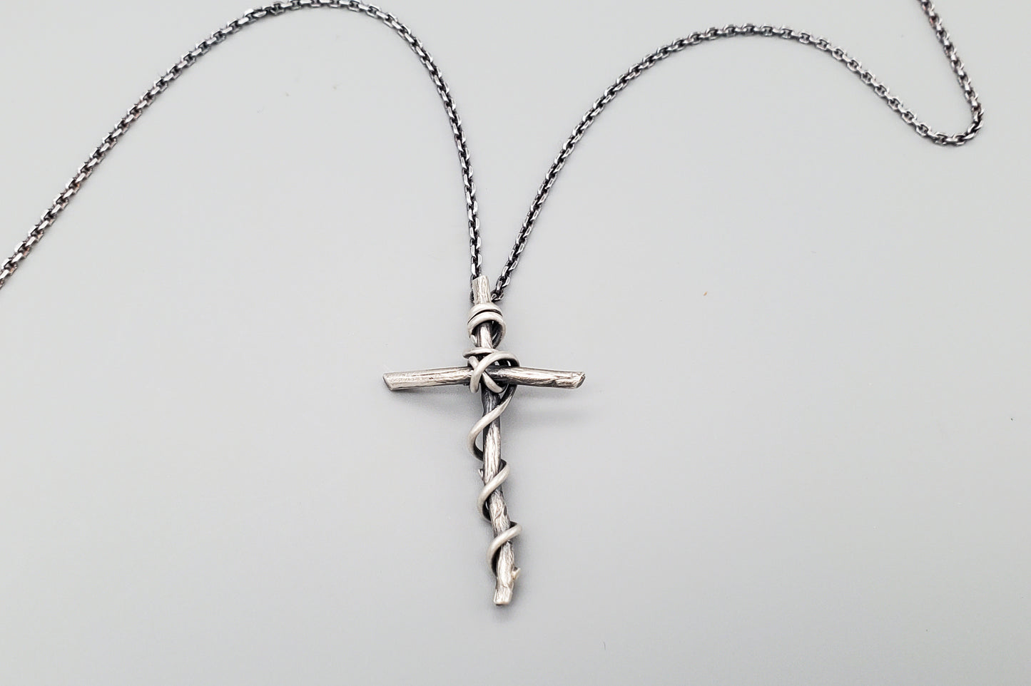 Twig Cross with Rope Pendant