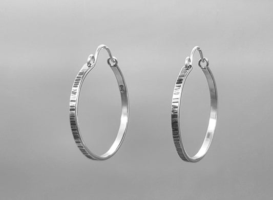 Silver Textured Hoops