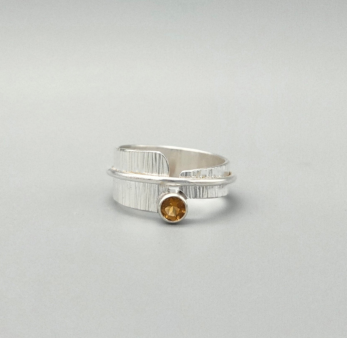 Angled textured Wrap Citrine Ring