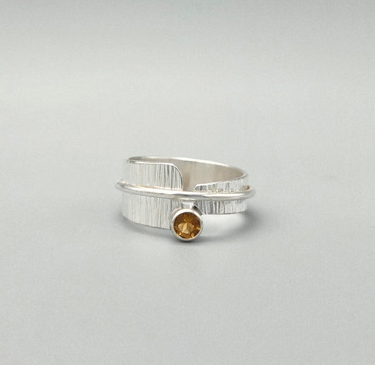 Angled textured Wrap Citrine Ring