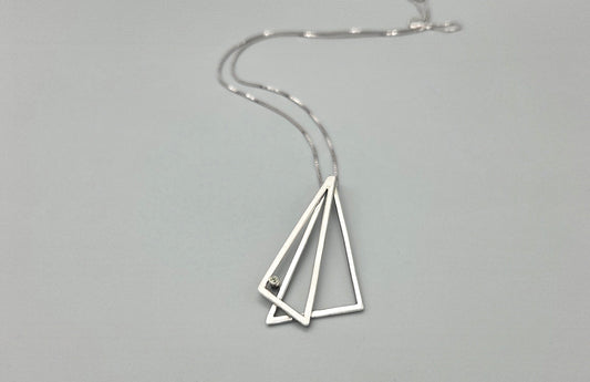 Double Angled Peridot Pendant Necklace