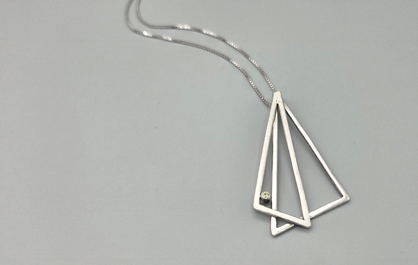 Double Angled Peridot Pendant Necklace