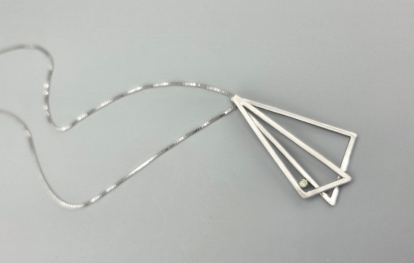 Double Angled Peridot Pendant Necklace