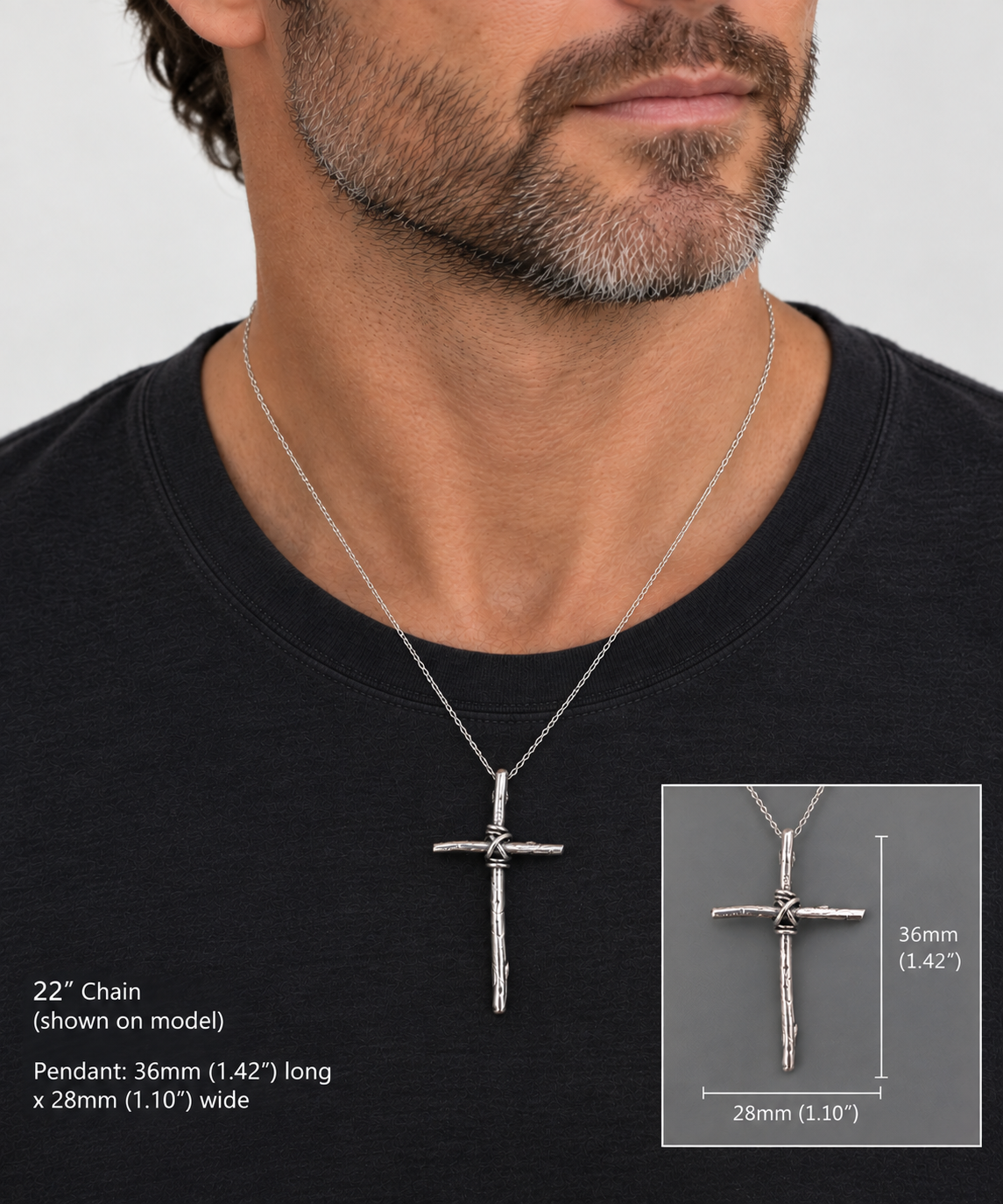 Silver Stick Cross Pendant