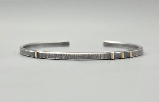 Heavy Textured Silver Cuff with Gold accents