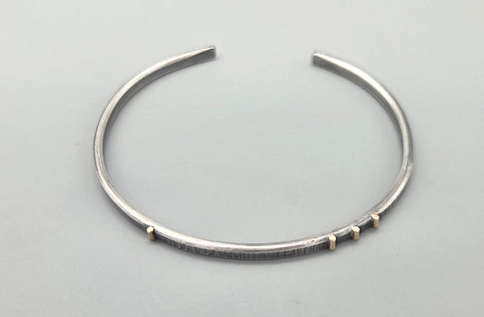 Heavy Textured Silver Cuff with Gold accents