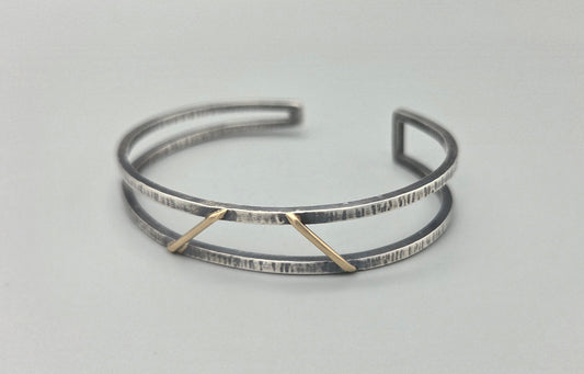 Textured Square cuff with gold accents