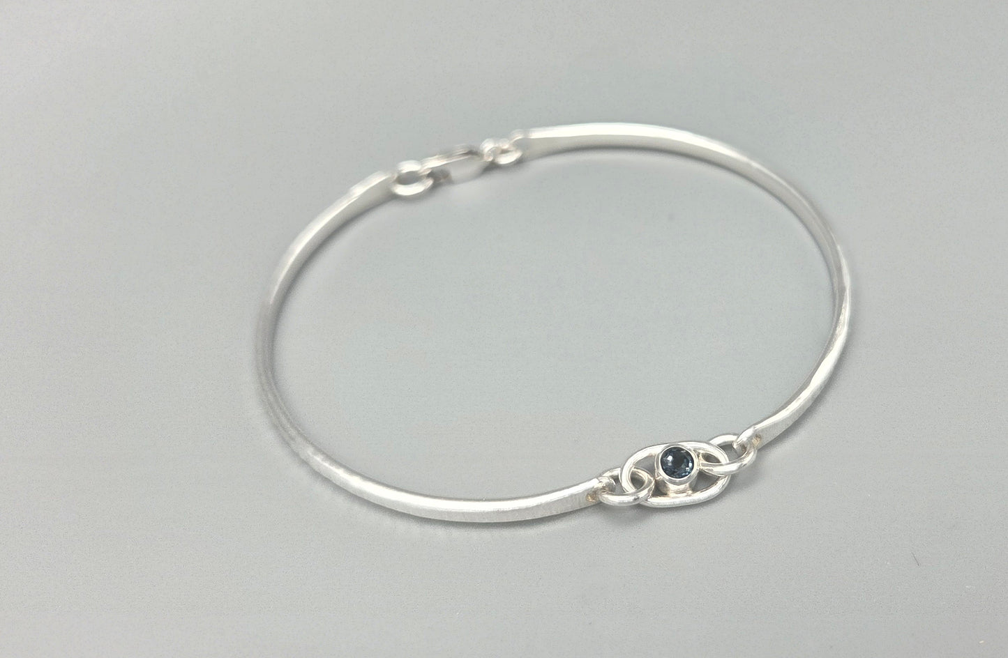 Modified Bangle with London Blue Topaz and Lobster Clasp