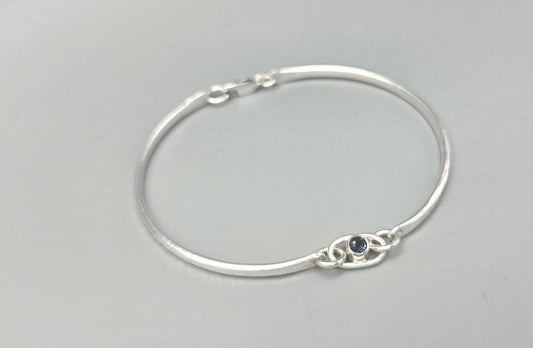 Modified Bangle with London Blue Topaz and Lobster Clasp