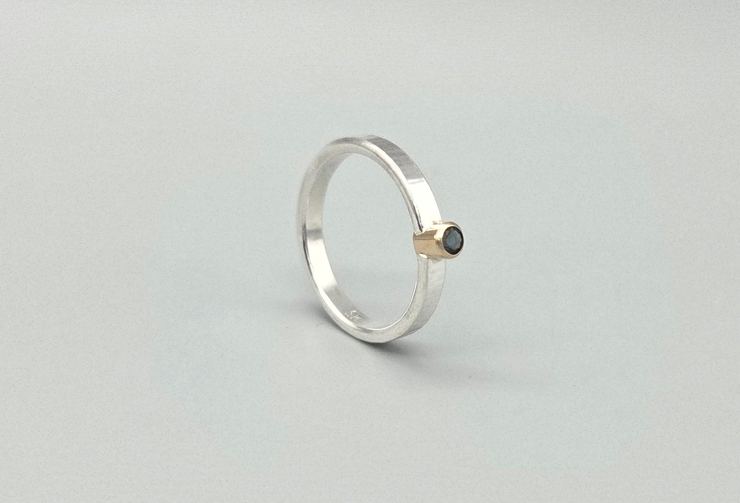 Silver and Gold London Blue Topaz Ring