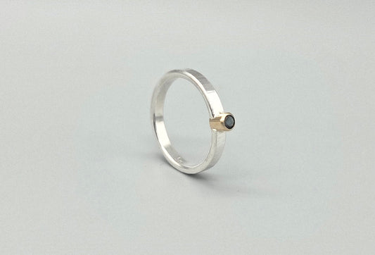 Silver and Gold London Blue Topaz Ring