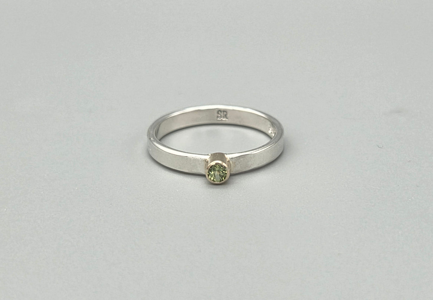 Mixed Metal Peridot Solitaire Ring