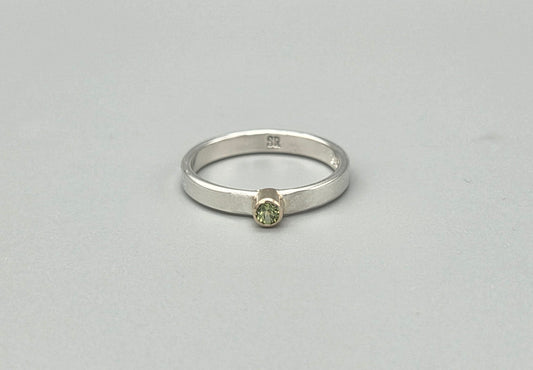 Mixed Metal Peridot Solitaire Ring