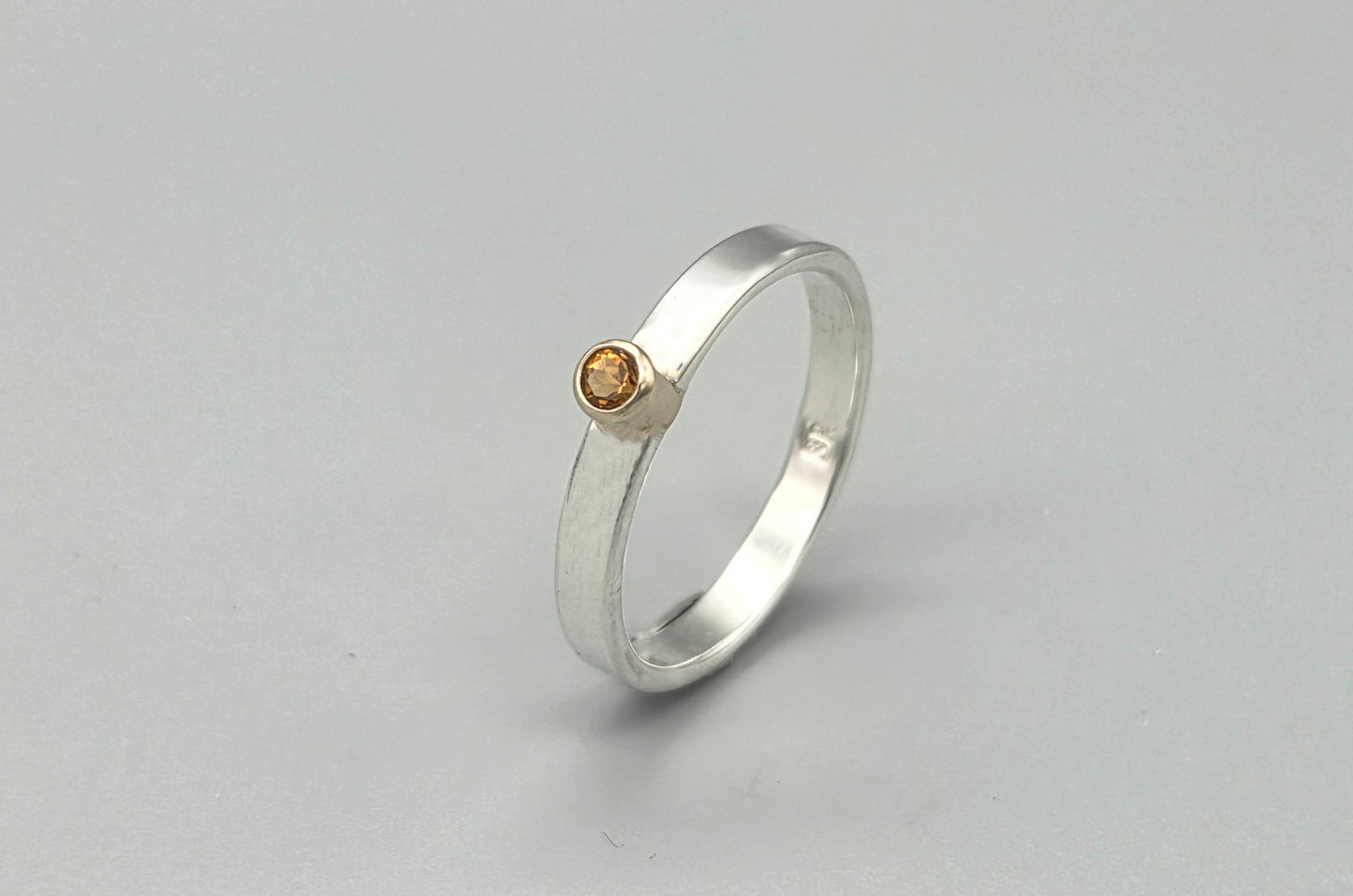 Mixed Metal Citrine Solitaire Ring