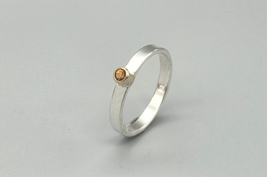 Mixed Metal Citrine Solitaire Ring