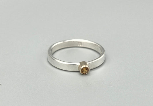 Mixed Metal Citrine Solitaire Ring