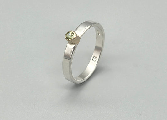 Mixed Metal Peridot Solitaire Ring